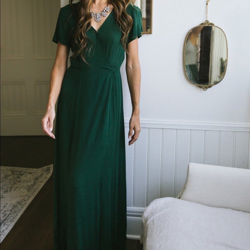Maxi Wrap Dress - hunter green